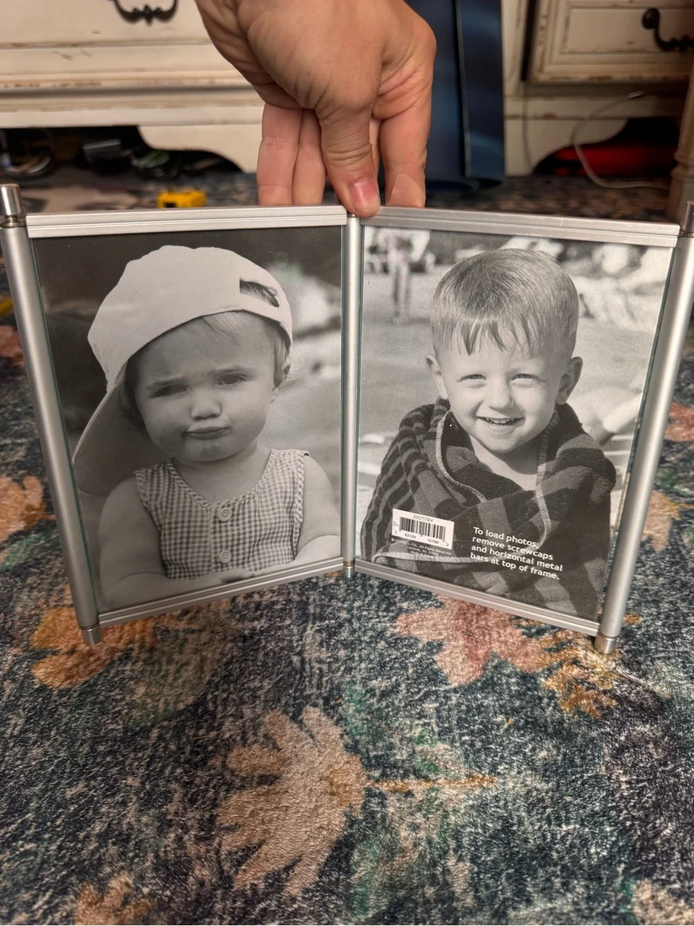 Sixtrees Home Accents Silver Double Folding Photo Frame